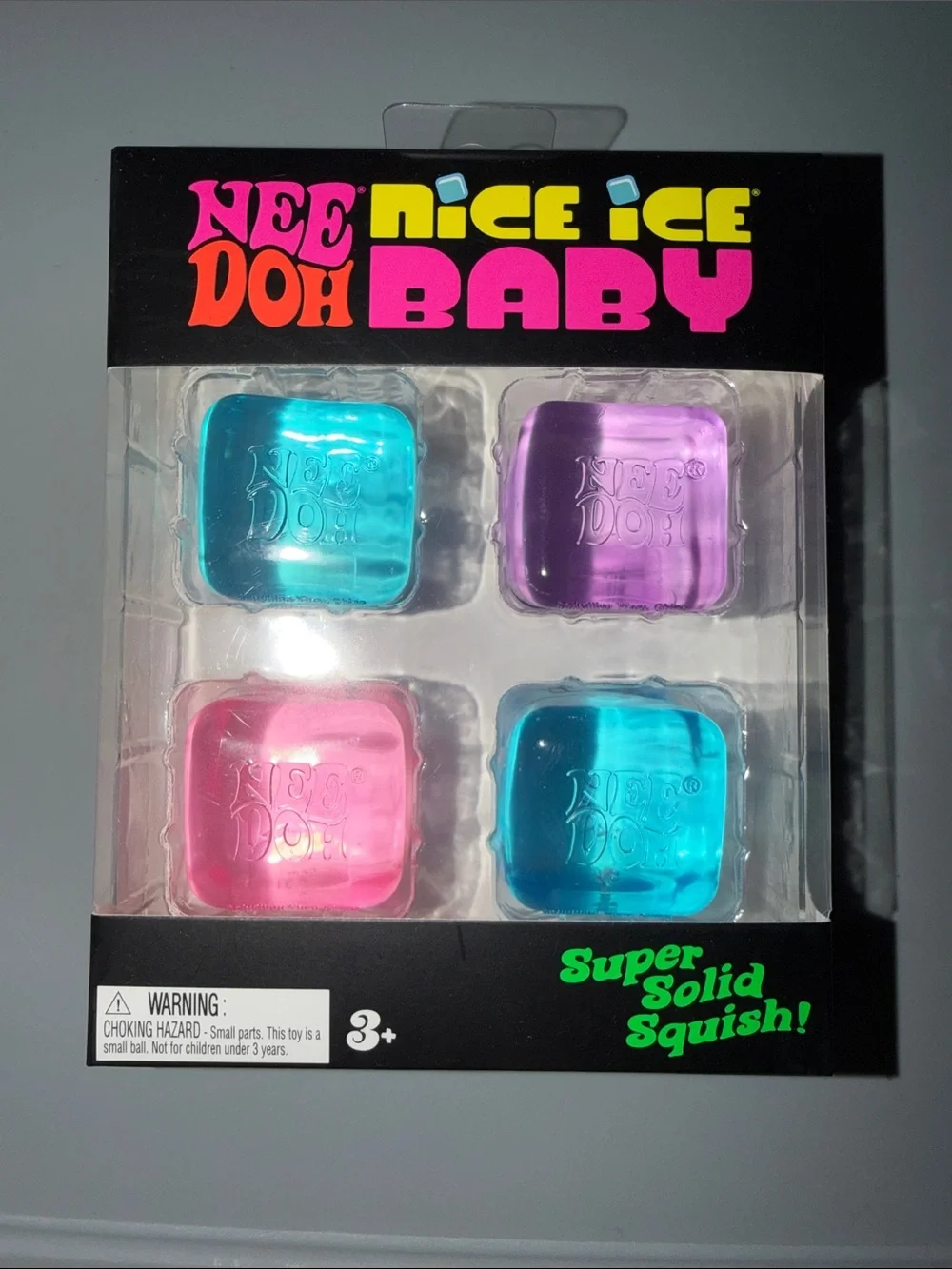 Authentic NEE DOH Nice Ice Baby 4 Pack - Pink, Purple, Blue